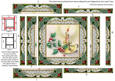 Christmas Candle 2 Spiral Edge Stacker Card Front