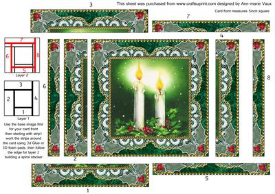 Christmas Candle 3 Spiral Edge Stacker Card Front