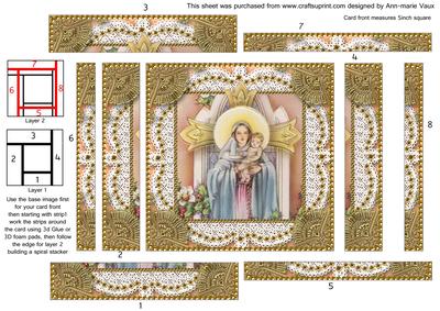 Mary and Baby Jesus Spiral Edge Stacker Card Front