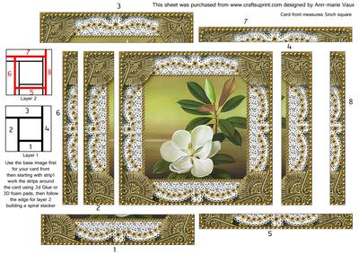 White Jasmine Spiral Edge Stacker Card Front