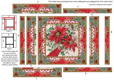 Red Poinsettias Spiral Edge Stacker Card Front