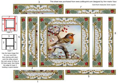 Christmas Robin 1 Spiral Edge Stacker Card Front