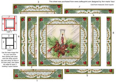 Christmas Candle Lantern Spiral Edge Stacker Card Front