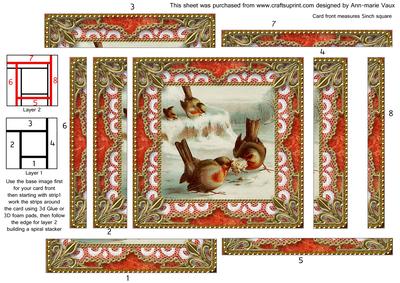 Christmas Robins Tug of Love Spiral Edge Stacker Card Front