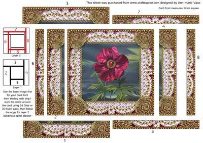Plum Peony Spiral Edge Stacker Card Front