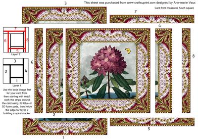 Pink Butterfly Flowers Spiral Edge Stacker Card Front