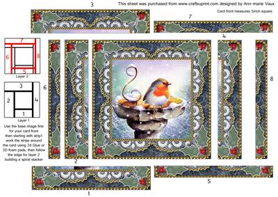 Christmas Robin 2 Spiral Edge Stacker Card Front