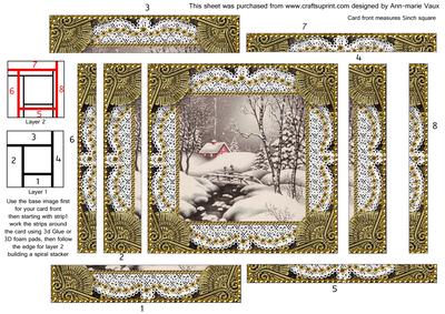Christmas Snow Scene Spiral Edge Stacker Card Front