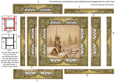 Christmas Snow Steeple Spiral Edge Stacker Card Front