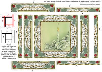 Pastel Poinsettia Spiral Edge Stacker Card Front