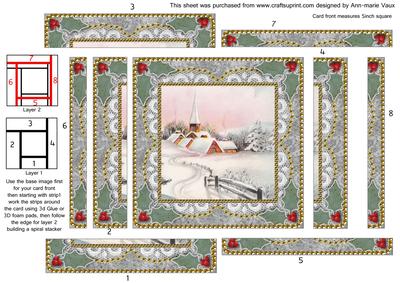 Christmas Snow Village Spiral Edge Stacker Card Front