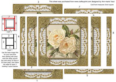 White Roses 2 Square Spiral Edge Stacker Card Front