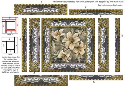 White Lillies Spiral Edge Stacker Card Front