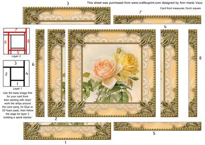 Peach Roses Spiral Edge Stacker Card Front