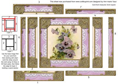 Purple Pansies Spiral Edge Stacker Card Front