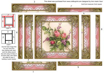Rose Bouquet Spiral Edge Stacker Card Front