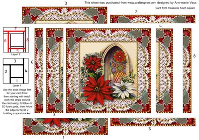 Poinsettia Window Spiral Edge Stacker Card Front