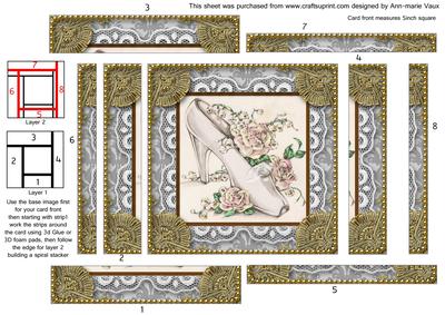 Wedding Shoe Spiral Edge Stacker Card Front