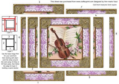 Violin Lilacs Spiral Edge Stacker Card Front