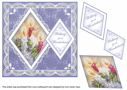 Blue Candles Walking in a Wonderland 7in Double Diamond Topper