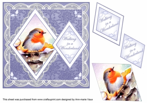 Blue Robin Walking in a Wonderland 7in Double Diamond Topper