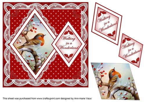 Red Robin Walking in a Wonderland 7in Double Diamond Topper