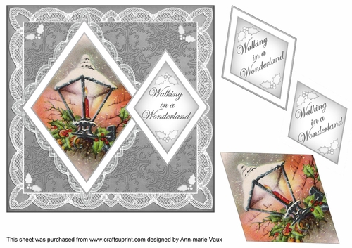 Silver Lantern Walking in a Wonderland 7in Double Diamond Topper