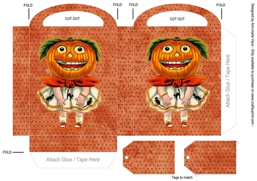 Halloween Scary Pumpkin Treat Bag with tags