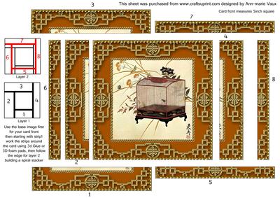 Oriental Bird Cage Spiral Edge Stacker Card Front