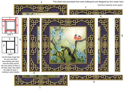 Oriental Lovebirds Spiral Edge Stacker Card Front