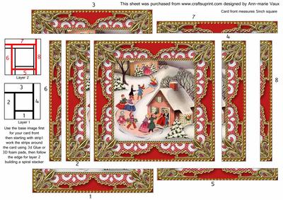 Christmas Party House Spiral Edge Stacker Card Front