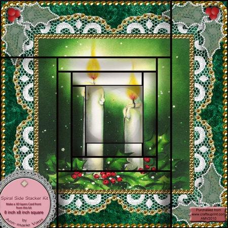 Christmas Candle 3 Spiral Edge Stacker Card Front 8x8 Kit
