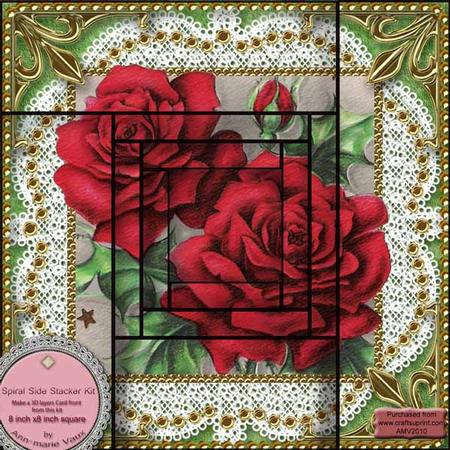 Red Roses Spiral Edge Stacker 8x8 Card Front Kit