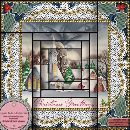 Christmas Church 1 Spiral Edge Stacker 8x8 Card Front Kit
