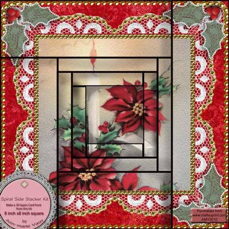 Christmas Candle Spiral Edge Stacker 8x8 Card Front Kit