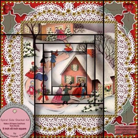 Christmas Party House Spiral Edge Stacker 8x8 Card Front Kit