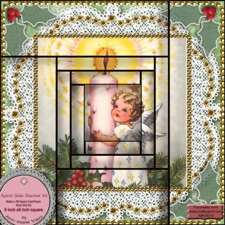 Christmas Candle Angel Spiral Edge Stack 8x8 Card Front Kit