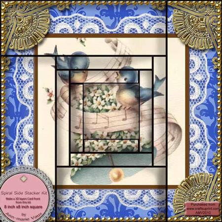 Wedding Bluetit Bell Spiral Edge Stacker 8x8 Card Front Kit