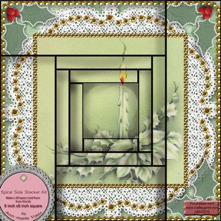 Christmas Pastel Poinsettia Spiral Edge 8x8 Card Front Kit