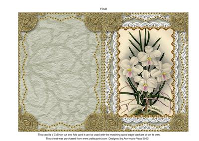 White Orchids Matching Spiral 7x5inch Folded Card