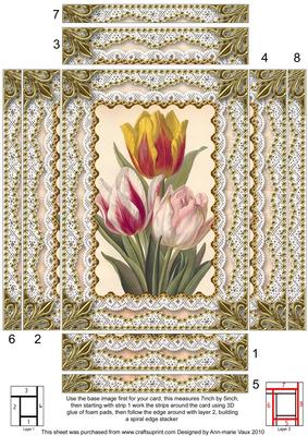 Tulip Trio Spiral Edge Stacker 7x5in Card Front