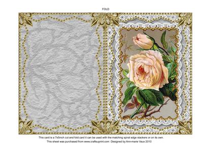 Peach Rose Matching Spiral 7x5inch Folded Card
