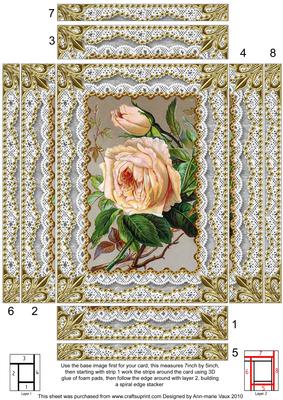 Peach Rose Spiral Edge Stacker 7x5in Card Front