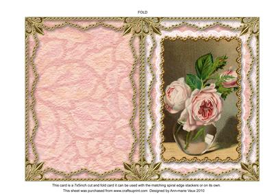 Pink Rose Vase Matching Spiral 7x5inch Folded Card
