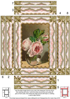 Pink Rose Vase Spiral Edge Stacker 7x5in Card Front