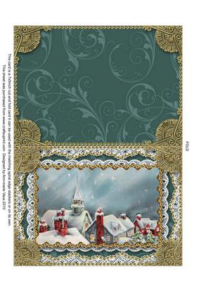 Christmas Rooftops Matching Spiral 7x5inch Folded Card