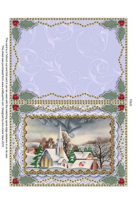 Christmas Church 1 Matching Spiral 7x5inch Folded Card
