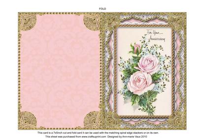 Anniversary Roses Matching Spiral 7x5inch Folded Card