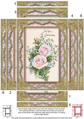 Anniversary Roses Spiral Edge Stacker 7x5in Card Front