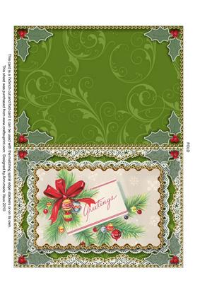 Xmas Greeting Bouquet Matching Spiral 7x5inch Folded Card